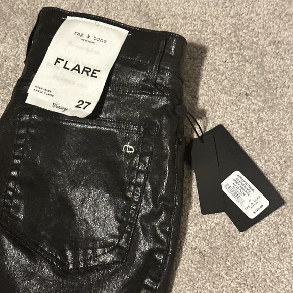 NWT rag & bone faux leather high rise ankle flare size. 27 - Picture 7 of 13